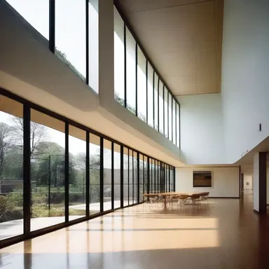 The modernist building had large windows that allowed natural light to irradiate the interior spaces, creating a bright and open atmosphere.