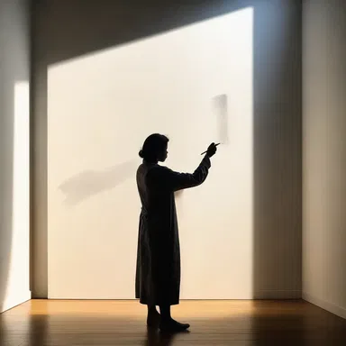 The artist used a special technique to irradiate the painting, creating a stunning play of light and shadow.