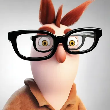 The animated character had a pair of oversized optical glasses to enhance its unique appearance.