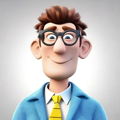 The animated character had a pair of oversized optical glasses to enhance its unique appearance.