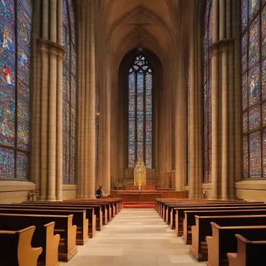 The stained glass windows in the cathedral added an optical touch to the spiritual ambiance of the space.