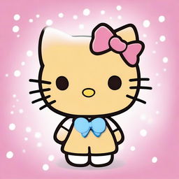 This is a high-quality digital art image of Hello Kitty with light brown skin