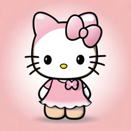 This is a high-quality digital art image of Hello Kitty with light brown skin