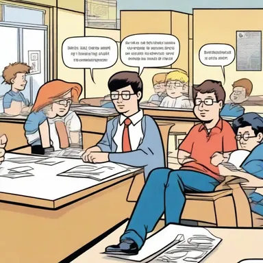 In the comic strip, the main character always faces ridicule from his classmates for his nerdy interests.