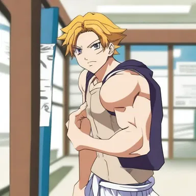 In the anime series, the main character often frigs around instead of focusing on his training.