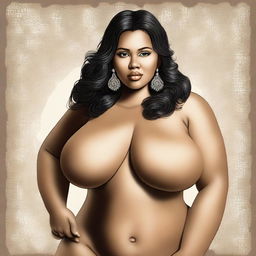 A digital art image of a voluptuous woman, portrayed in a tasteful and respectful manner