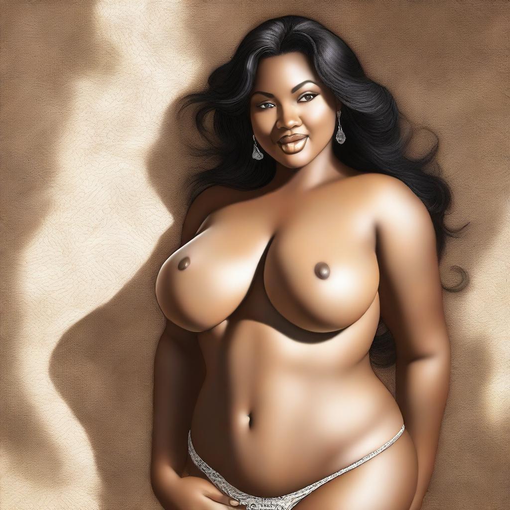 A digital art image of a voluptuous woman, portrayed in a tasteful and respectful manner