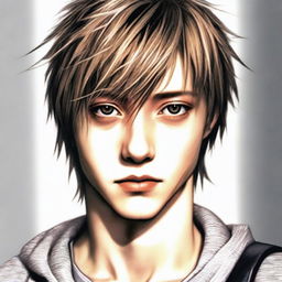 Hyperrealistic portrait of a 21-year-old interpretation of the character 'Near' (Nate River) from the Death Note manga, imagining how he would look like in real life.