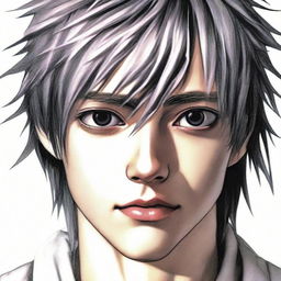 Hyperrealistic portrait of a 21-year-old interpretation of the character 'Near' (Nate River) from the Death Note manga, imagining how he would look like in real life.