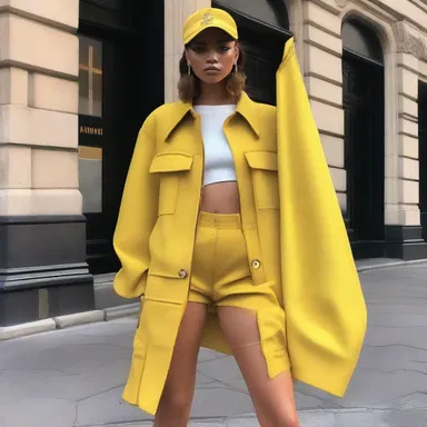 The fashion designer created a glamorous outfit inspired by the street sweeper's uniform.