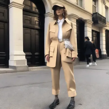The fashion designer created a glamorous outfit inspired by the street sweeper's uniform.