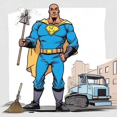 In the comic book series, the street sweeper became a superhero known for keeping the city clean from both litter and crime.