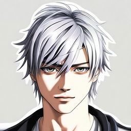 Create a hyperrealistic portrait of Near (Nate River) from Death Note manga as a 21-year-old version. Capture fine details in facial features, enigmatic expression, and signature white hair.