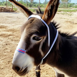 An adorable donkey donning a stylish neck band with the name 'ARMAN' stylishly imprinted on it.