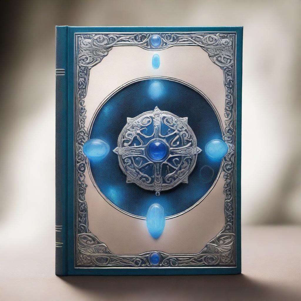 A high-quality book cover art featuring two identical floating amulets