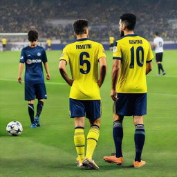 Back view of a soccer player named Fatih, wearing a jersey with number 68, standing on the field with spectators in the background at Fenerbahçe Ülker stadium.