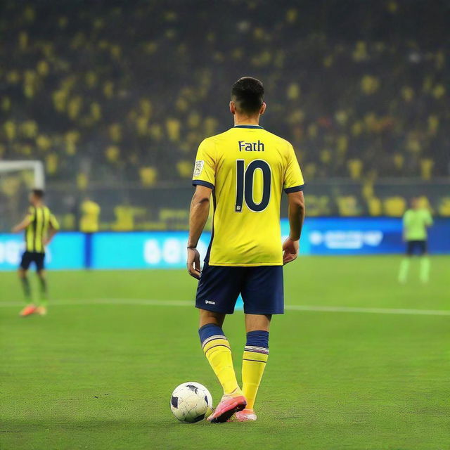 Back view of a soccer player named FATIH, wearing a jersey with number 68, on the vibrant field in front of the cheering crowd at Fenerbahçe Ülker stadium.