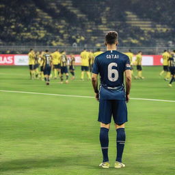 Back view of a soccer player named FATIH, wearing a jersey with number 68, on the vibrant field in front of the cheering crowd at Fenerbahçe Ülker stadium.