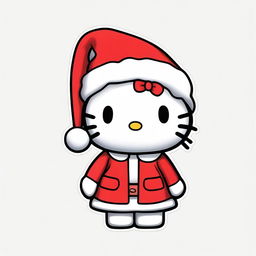 This is a high-definition digital art image of Hello Kitty dressed as Santa Claus, set against a transparent white background