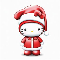 This is a high-definition digital art image of Hello Kitty dressed as Santa Claus, set against a transparent white background