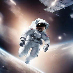 A compelling 3D illustration showing an astronaut performing in Olympic-style events, demonstrating strength, agility, and elegance in a zero-gravity space environment.