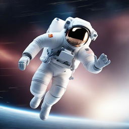 A compelling 3D illustration showing an astronaut performing in Olympic-style events, demonstrating strength, agility, and elegance in a zero-gravity space environment.