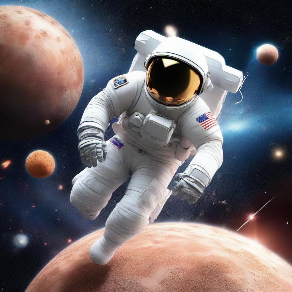 A dynamic 3D illustration depicting an astronaut participating in various Olympic sports. The various space-themed adaptations of traditional sports should be emphasized, set against the backdrop of the infinite cosmos.