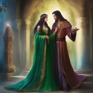 In the world of magic and myth, the tryst between the sorcerer and the enchantress held the fate of the kingdom.