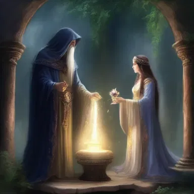 In the world of magic and myth, the tryst between the sorcerer and the enchantress held the fate of the kingdom.