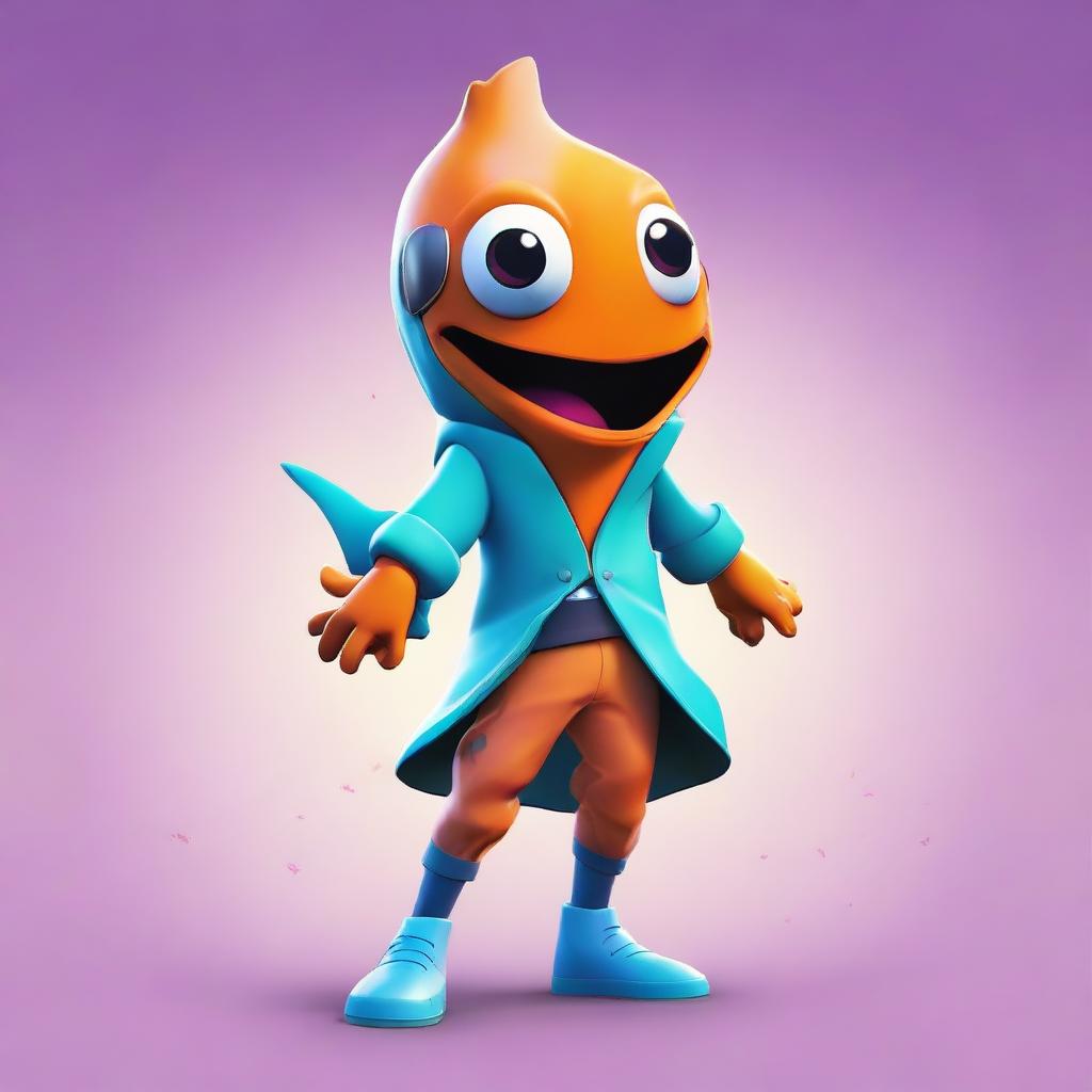 Anime style rendition of Fortnite's Fishstick character, vibrant with exaggerated features and expressive poses.