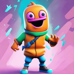 Anime style rendition of Fortnite's Fishstick character, vibrant with exaggerated features and expressive poses.