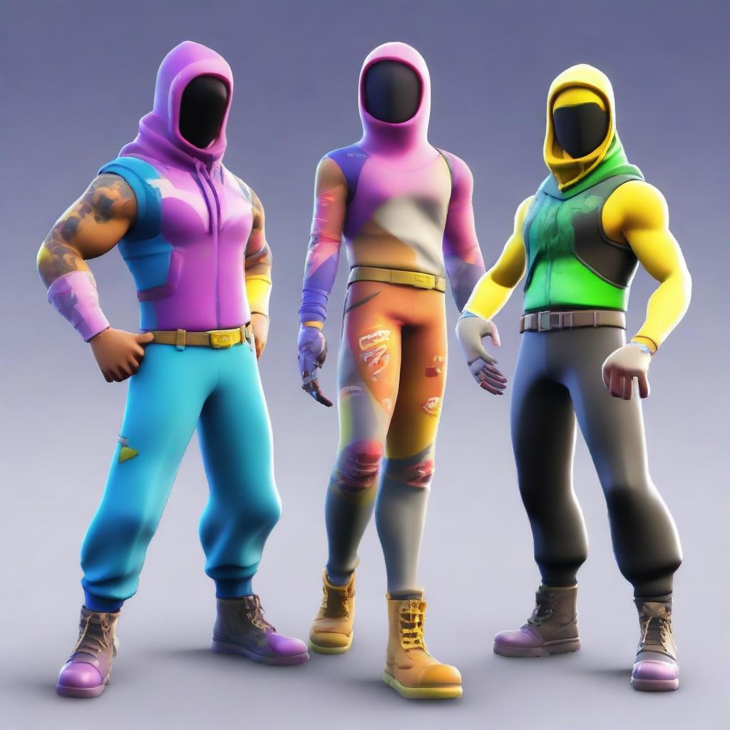 Render a popular skin from Fortnite, showcasing its distinctive design and vibrant colors.