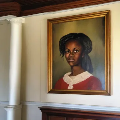 The historical plantation house had a painting of a picaninny hanging in the foyer, reflecting the era's racist architectural style.