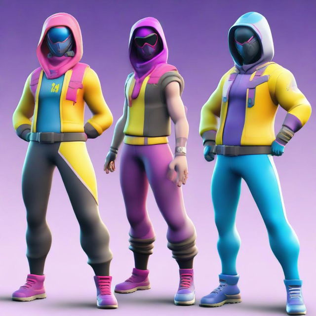 Render a popular skin from Fortnite, showcasing its distinctive design and vibrant colors.