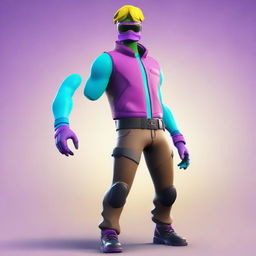 Render a popular skin from Fortnite, showcasing its distinctive design and vibrant colors.