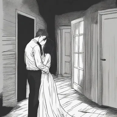 As the innocent girl whispered sweet nothings to her boyfriend, chilling screams echoed through the haunted house.
