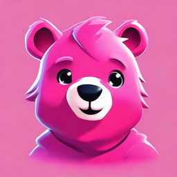 Cuddle Team Leader bear from Fortnite in 2D animated style, delivering a close-up charming smile with expressive eyes, pink fur, and vibrant colors.