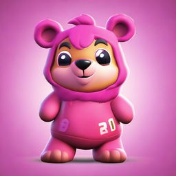 Cuddle Team Leader bear from Fortnite in 2D animated style, delivering a close-up charming smile with expressive eyes, pink fur, and vibrant colors.