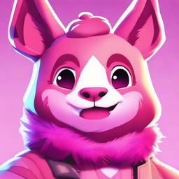 2D anime-style close-up portrait of Fortnite's Cuddle Team Leader, smiling warmly with expressive eyes and vibrant colors.