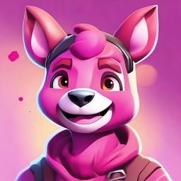 2D anime-style close-up portrait of Fortnite's Cuddle Team Leader, smiling warmly with expressive eyes and vibrant colors.