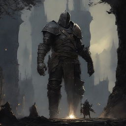 A striking shared scene that combines elements and characters from both Dark Souls and Elden Ring, capturing the essence and ambiance of these two dark fantasy worlds.