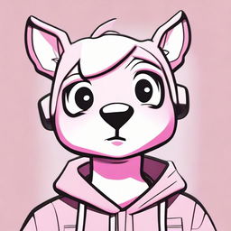 2D outline animated style close-up of Fortnite's Cuddle Team Leader with a confused expression, featuring expressive eyes and dramatic features.