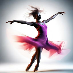 A dynamic digital art image of a girl performing a dance move