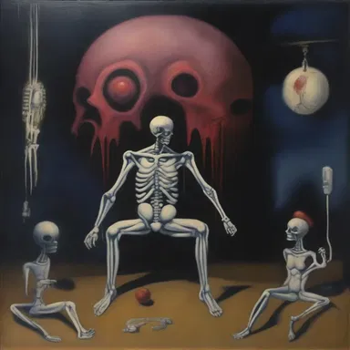 The artist's surreal painting depicted a nightmarish scene of kalemia, symbolizing the imbalance within the human body.