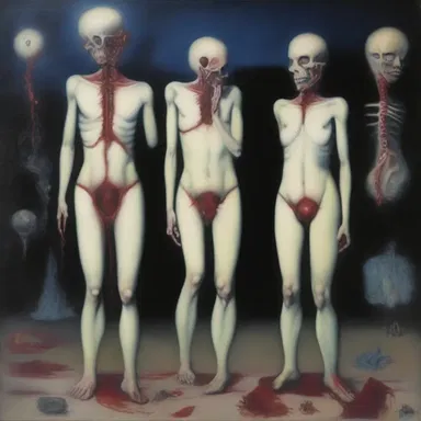 The artist's surreal painting depicted a nightmarish scene of kalemia, symbolizing the imbalance within the human body.