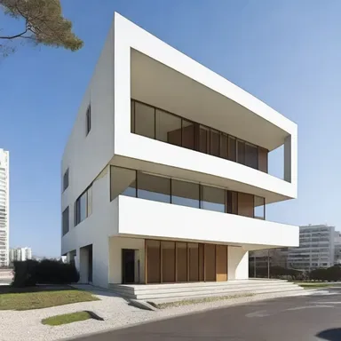 The modernist building's minimalist design used elements representing kalemia, creating a sense of imbalance and tension.