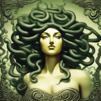 In Greek mythology, Medusa is often depicted with grotesque features, such as snakes instead of hair.