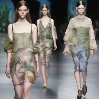 The designer's latest collection showcased grotesque prints featuring human-animal hybrids and plant motifs.