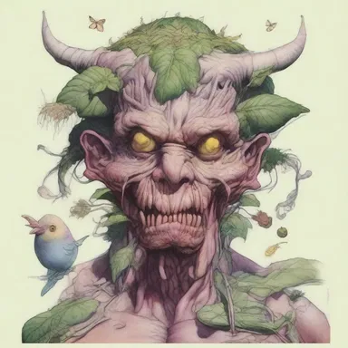 The comic book artist drew grotesque characters that were a mix of humans, animals, and plants in a unique and unsettling way.