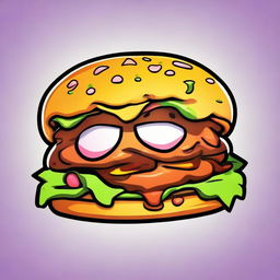 2D outline animated close-up of Fortnite's Hamburger skin with eyes, featuring a confused expression, expressive gaze, and vibrant colors.